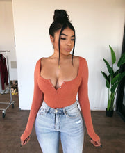 Rebecca Long Sleeve Bodysuit(Rust)