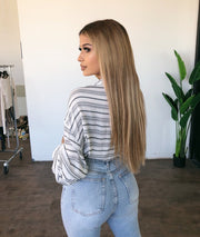 Jasmine Stripe Top(White/Black)