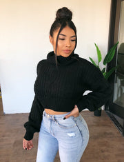 Jenn Semi Cropped Sweater(Black)