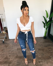 Bella Super High Rise Skinny Crop Jeans(Bottoms Up Dark)